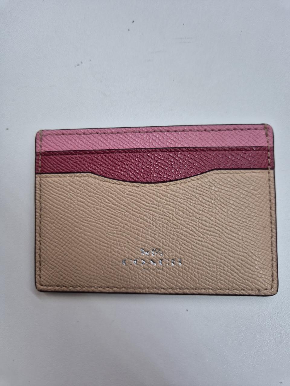코치 카드지갑 핑크 베이지