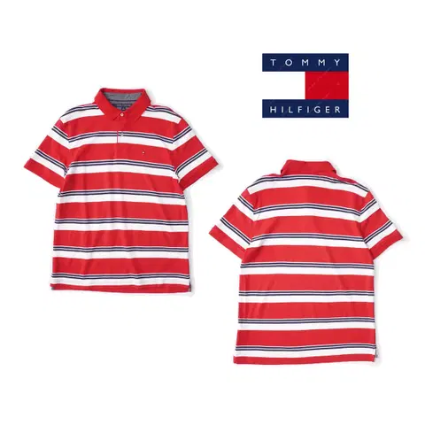 타미힐피거 레드 단가라 반팔티