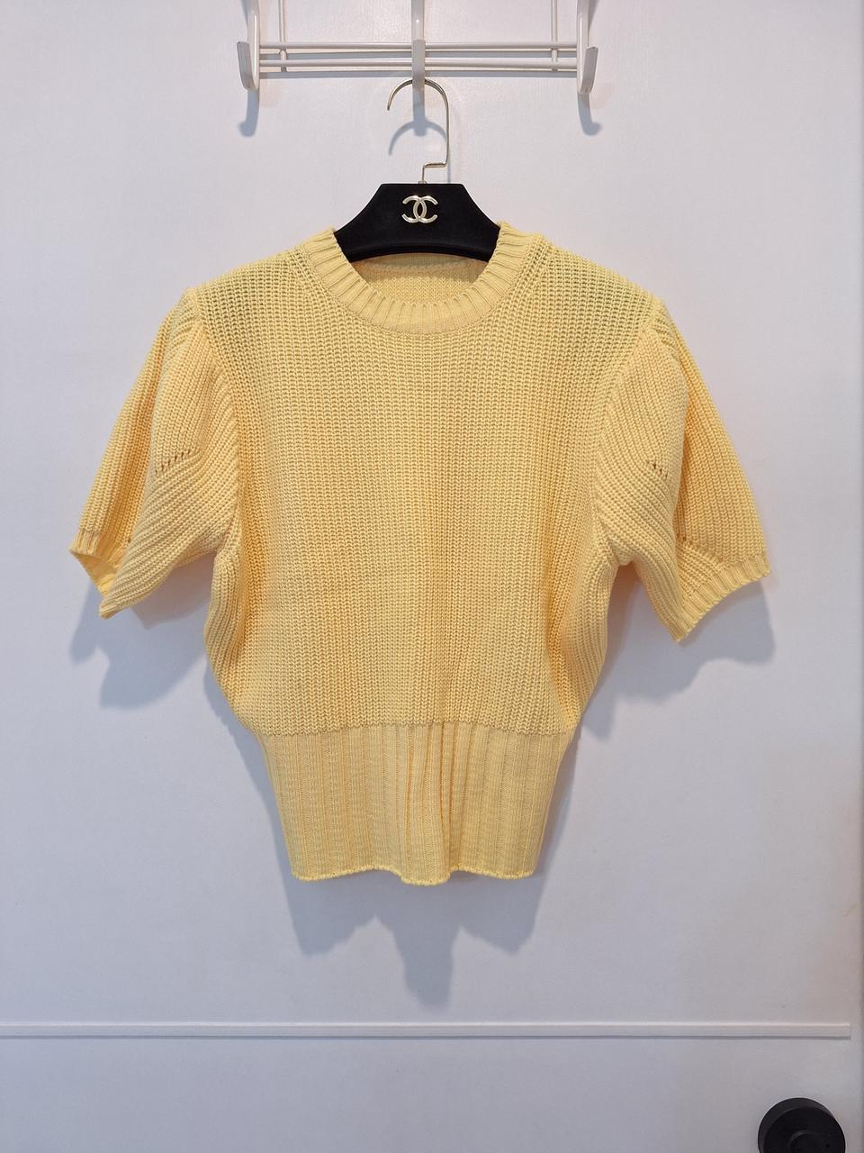 노랑 여성 니트 티셔츠
