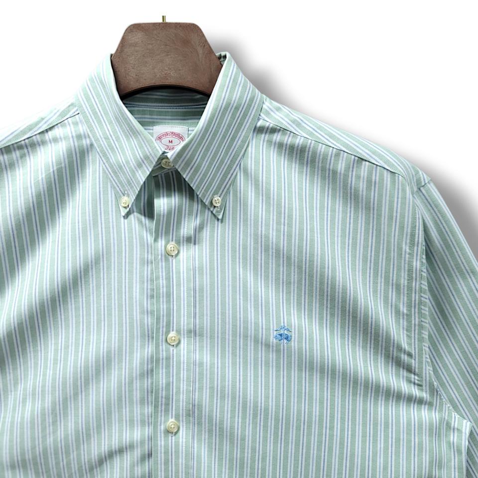 [M~XL] 브룩스브라더스 그린&블루라인 논아이론 수피마코튼 긴팔셔츠