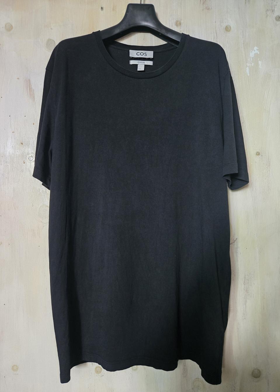 무배) 코스 공용 블랙 반팔 라운드 티셔츠 100