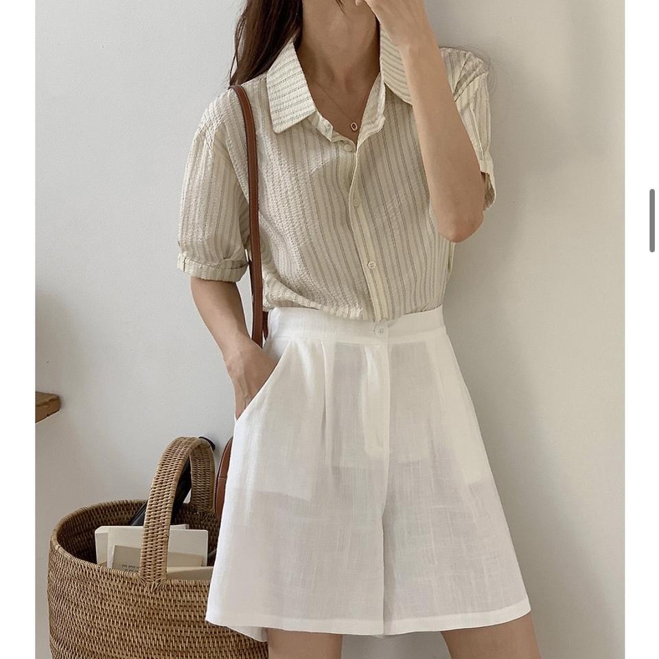 [새상품] 스트라이프 반팔 셔츠