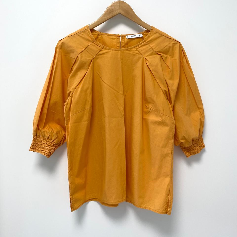 mango 망고 오렌지 셔링 블라우스