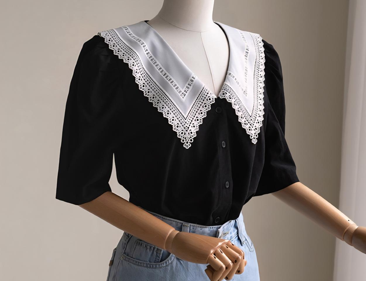 레이스카라 블라우스(새상품)