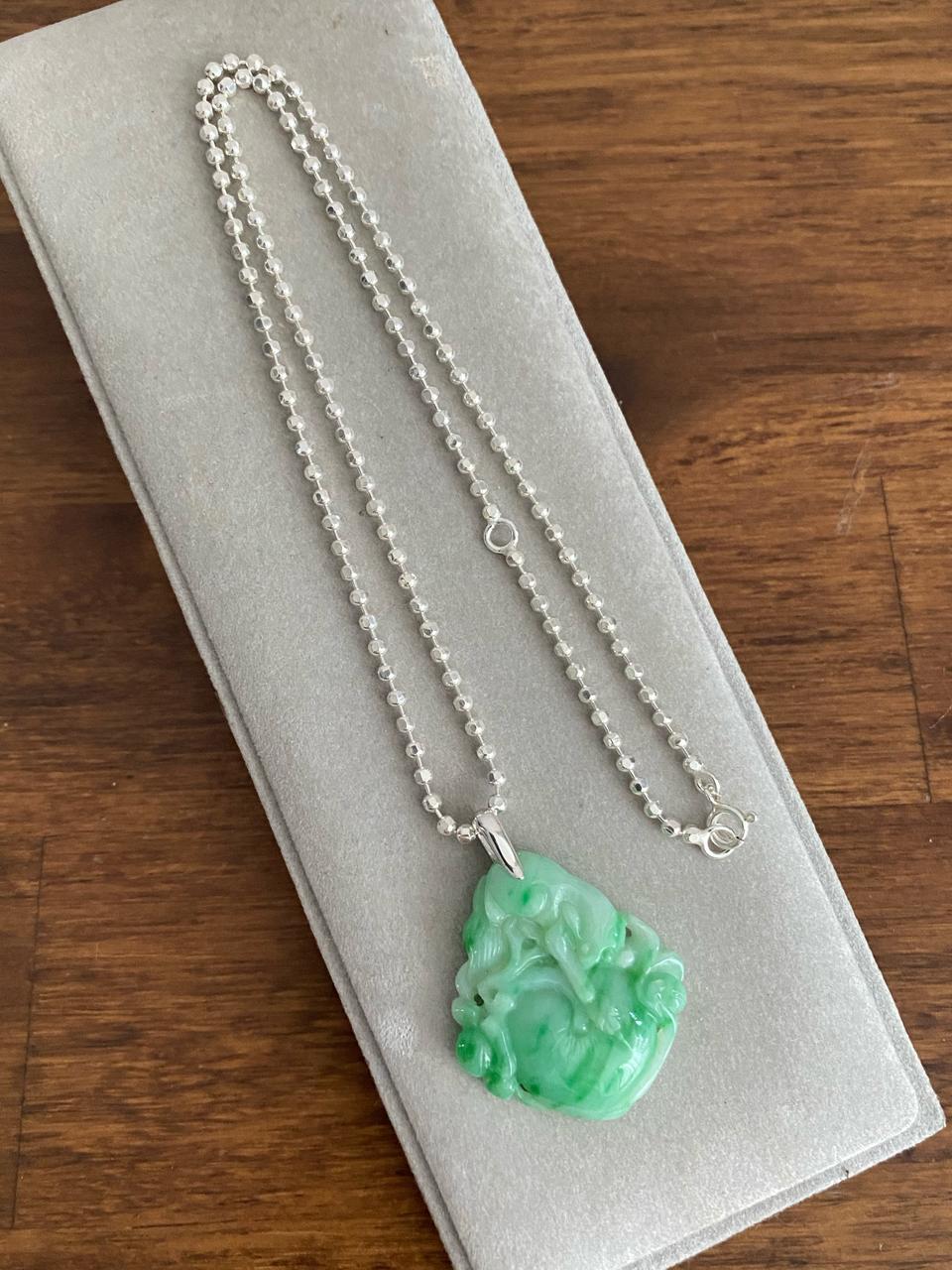 천연 비취 원석 실버 펜던트 목걸이(925)