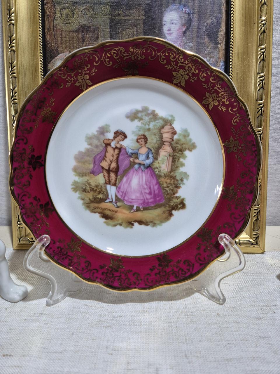 프랑스 리모지 프라고나르 연인 접시