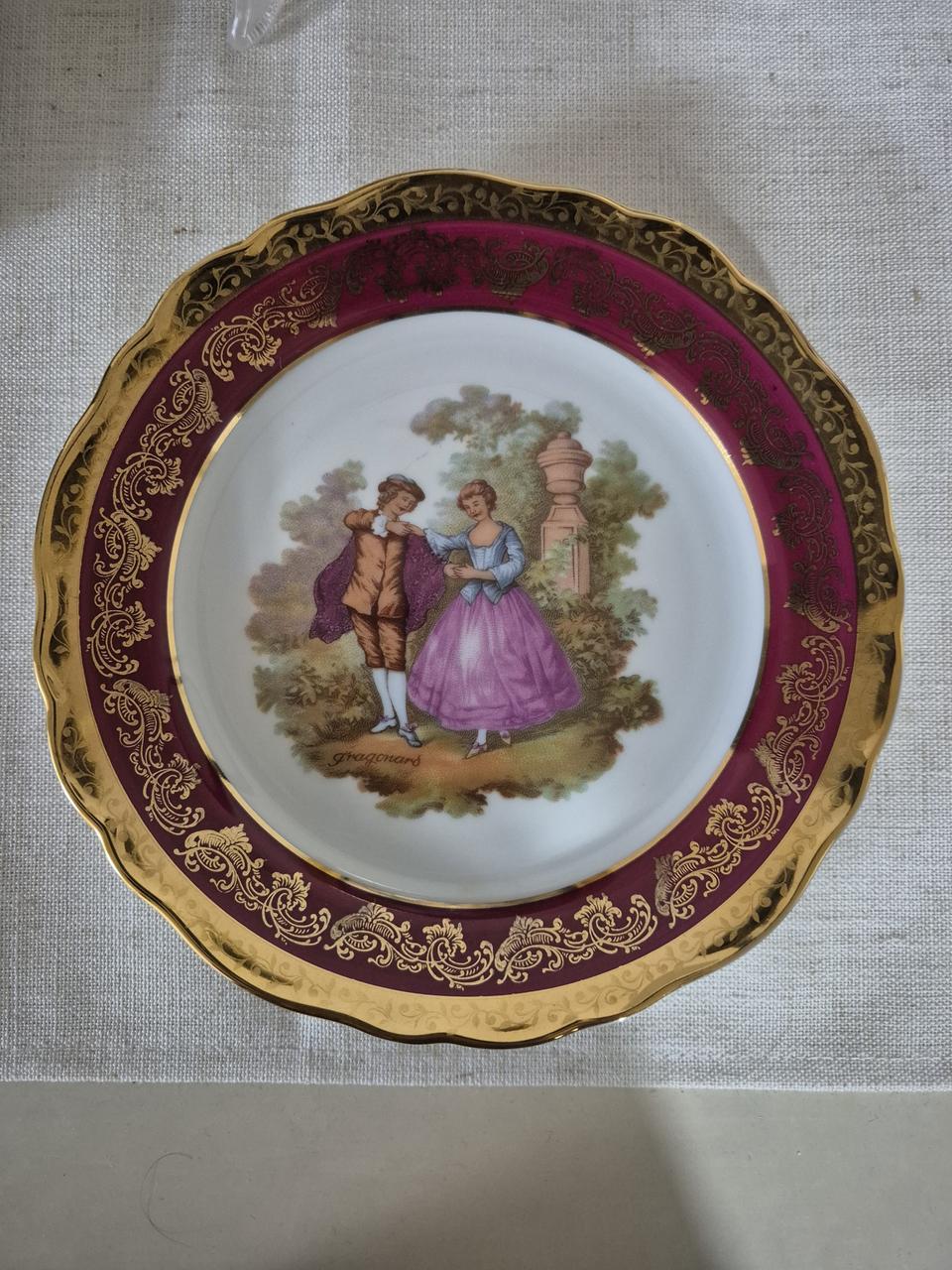 프랑스 리모지 프라고나르 장식접시