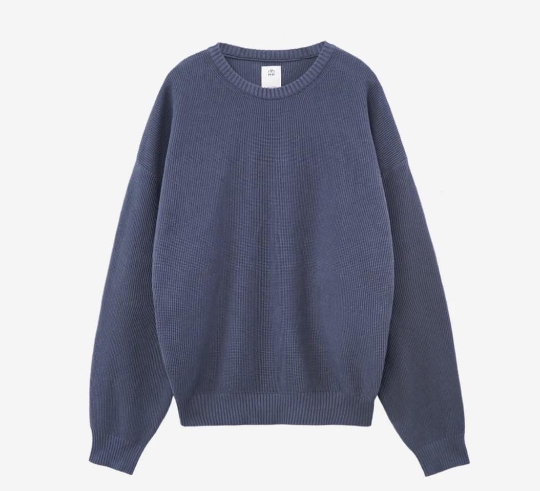 폴리테루 와플 니트 그래픽 (엘보우 엔젤) 블루 4사이즈 새상품 팝니다.