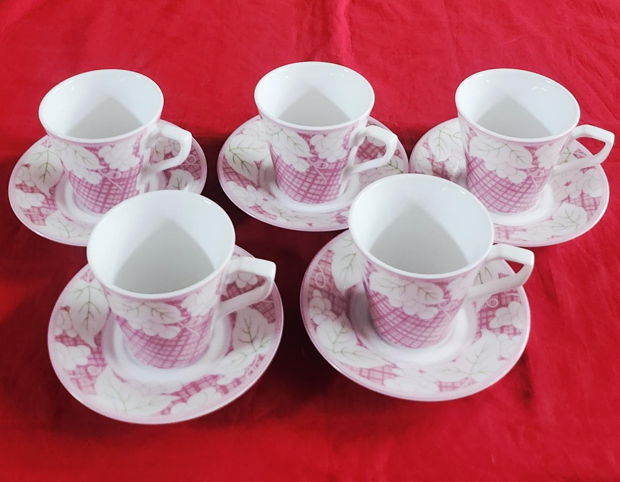 핑크 플라워 찻잔세트 5인조