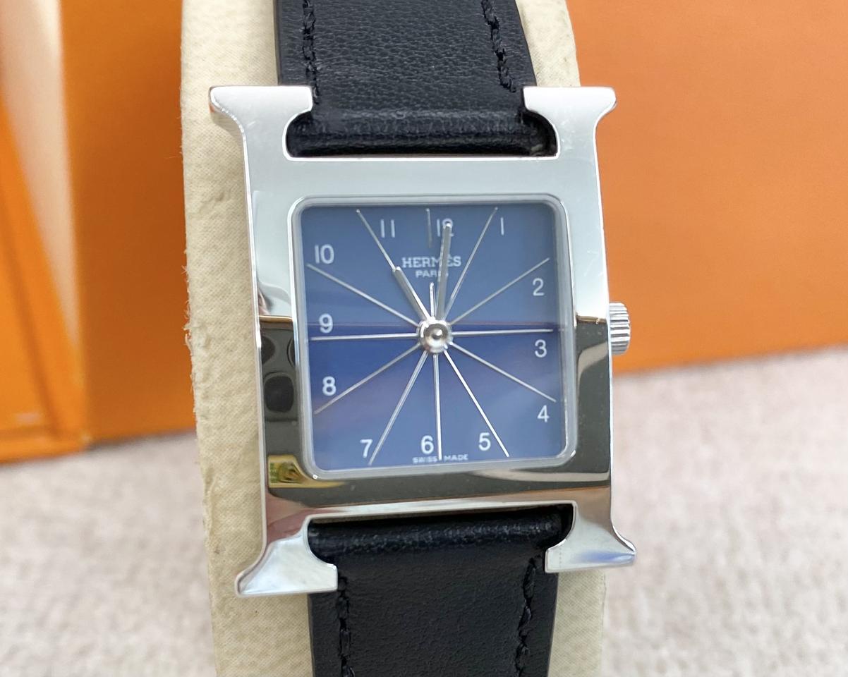 에르메스 H아워 1.210 은장 블루 여성용 쿼츠 PM 사이즈