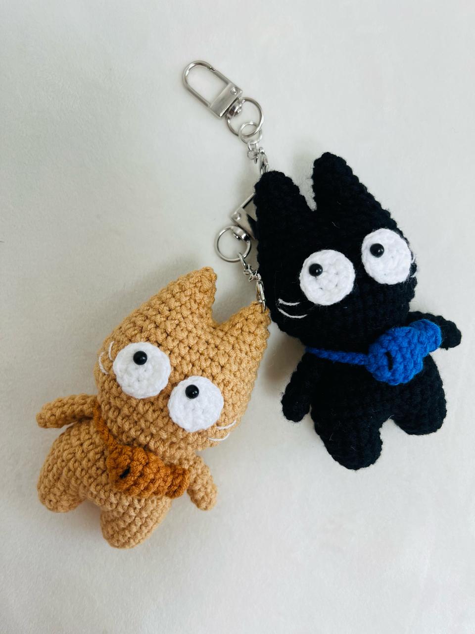 손뜨개 고양이인형키링 자동차키 가방고리