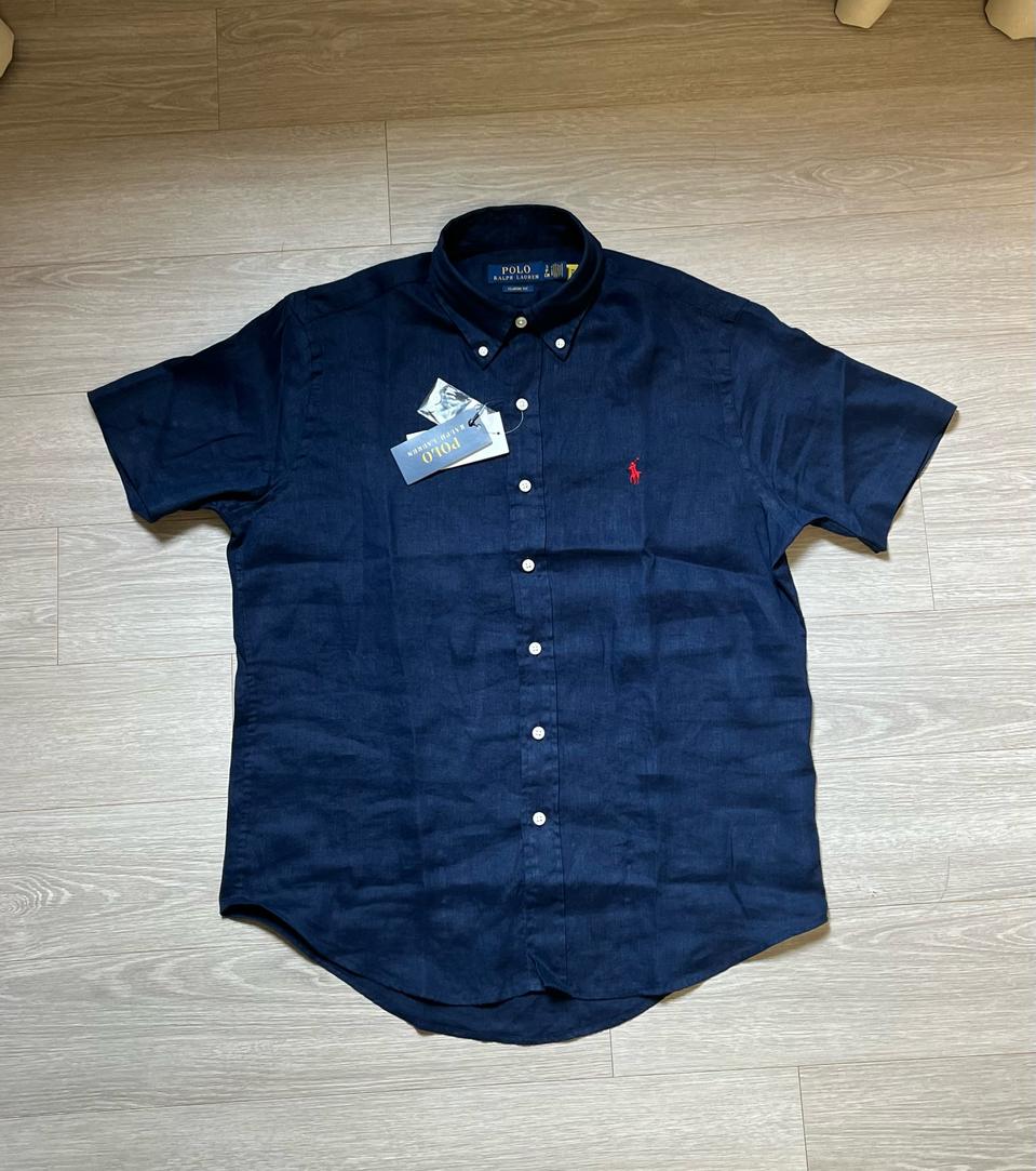 (백화점판,새상품) 폴로 랄프로렌 반팔 린넨 셔츠 네이비
