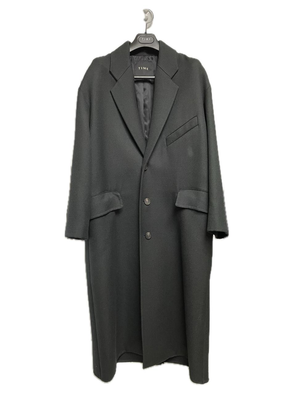 타임옴므 21fw 다크그린 세미오버핏 트윌 코트 95사이즈