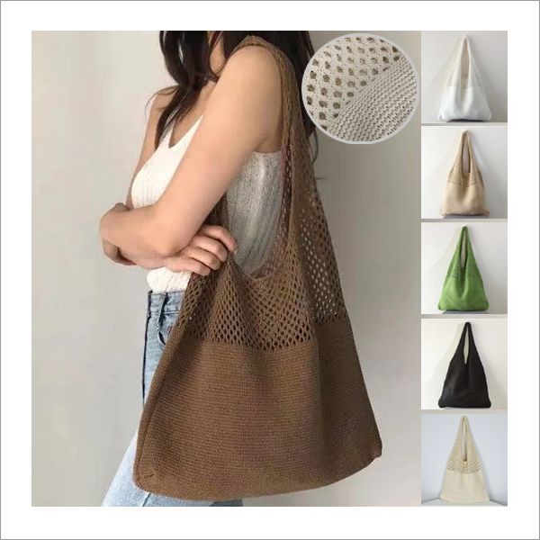 엥고 부드러운 소재 촘촘한 그물 소프트 텍스처 라탄 숄더백 여성 가방