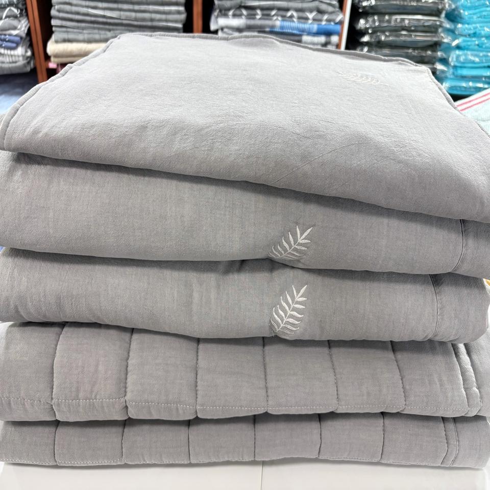 <화이트,그레이>슈퍼싱글, 더블 국내산 40수 낙엽자수 워싱 면 이불세트