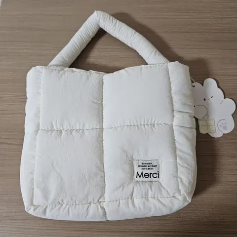 [새상품] Merci 메르시 퀼팅 토트백 아이보리