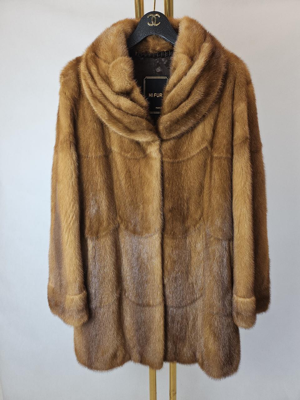 고급의류전문 오렌지 풀스킨 둥근라운드 하프밍크코트