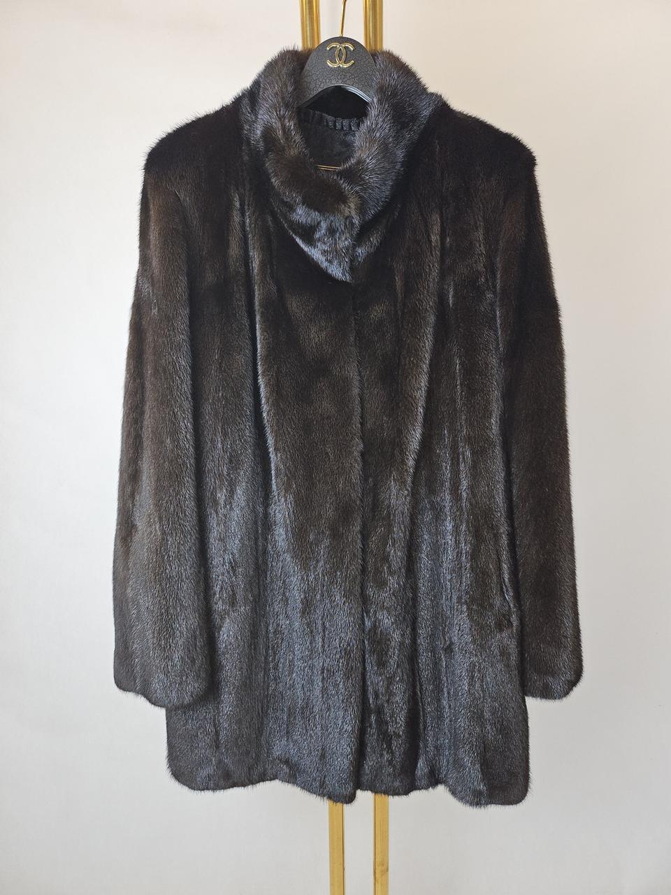 기획특가 고급의류전문 블랙 풀스킨 차이나카라 하프밍크코트