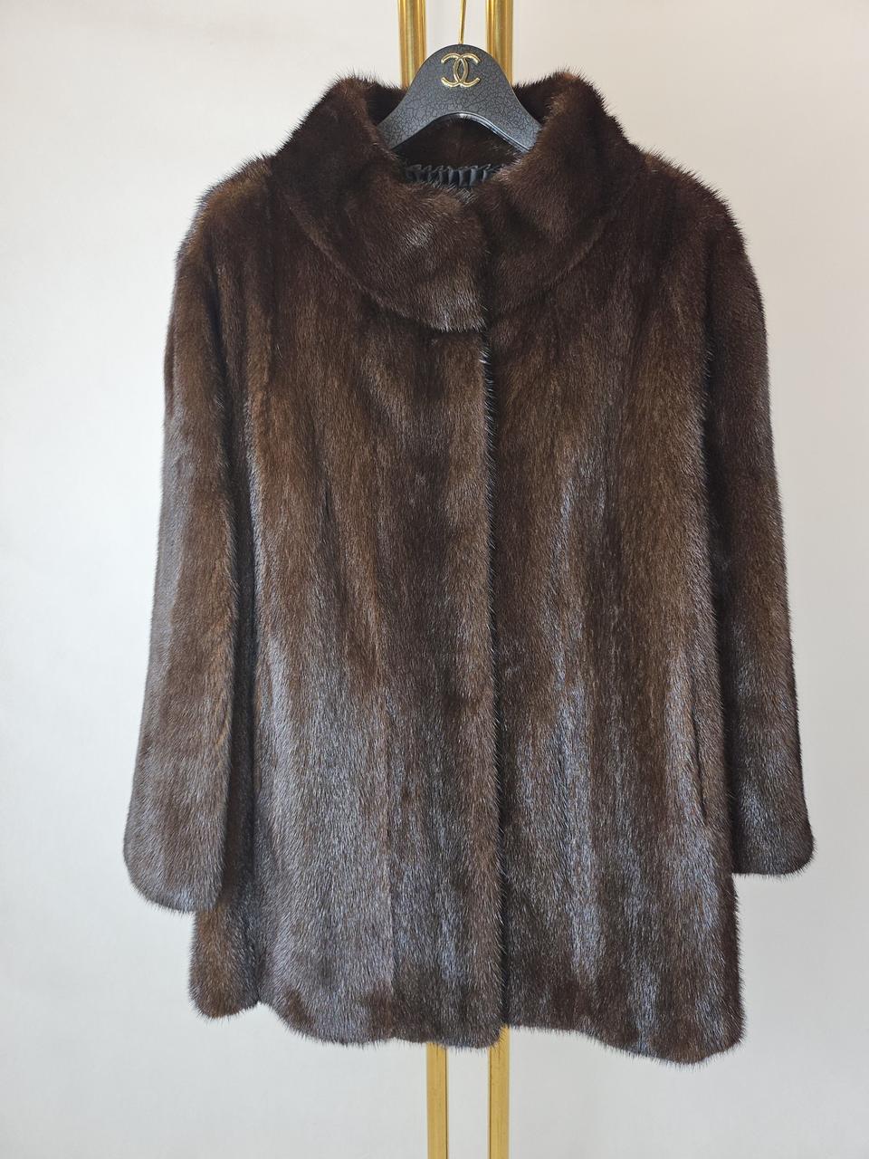 기획특가 고급의류전문 쵸코브라운 풀스킨 차이나카라 하프 밍크코트