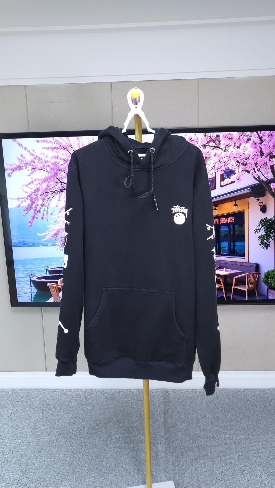 STUSSY 스투시 그래픽 후드티 XXL 오버핏 블랙