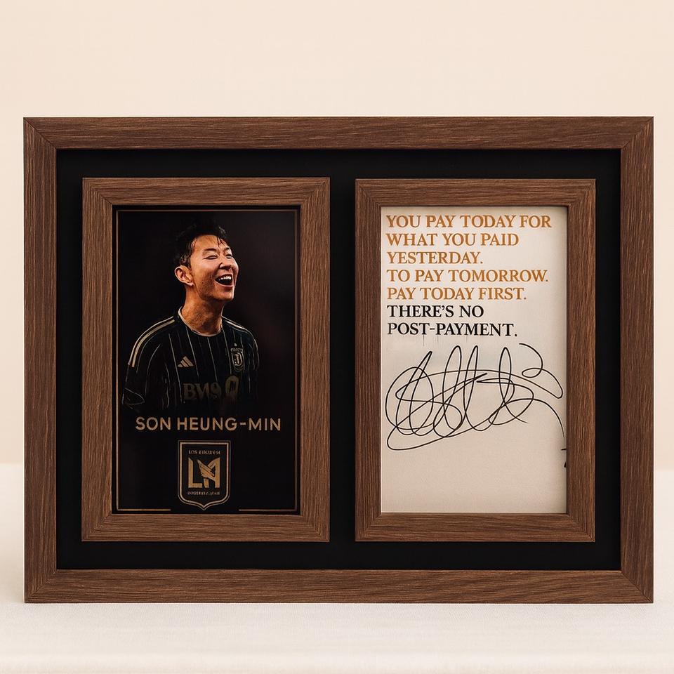 손흥민 명언 & 사인 더블 프레임 | 32×23cm  월넛 우드 인테리어