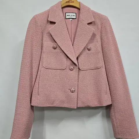 폴앤조 핑크 트위드 크롭 자켓