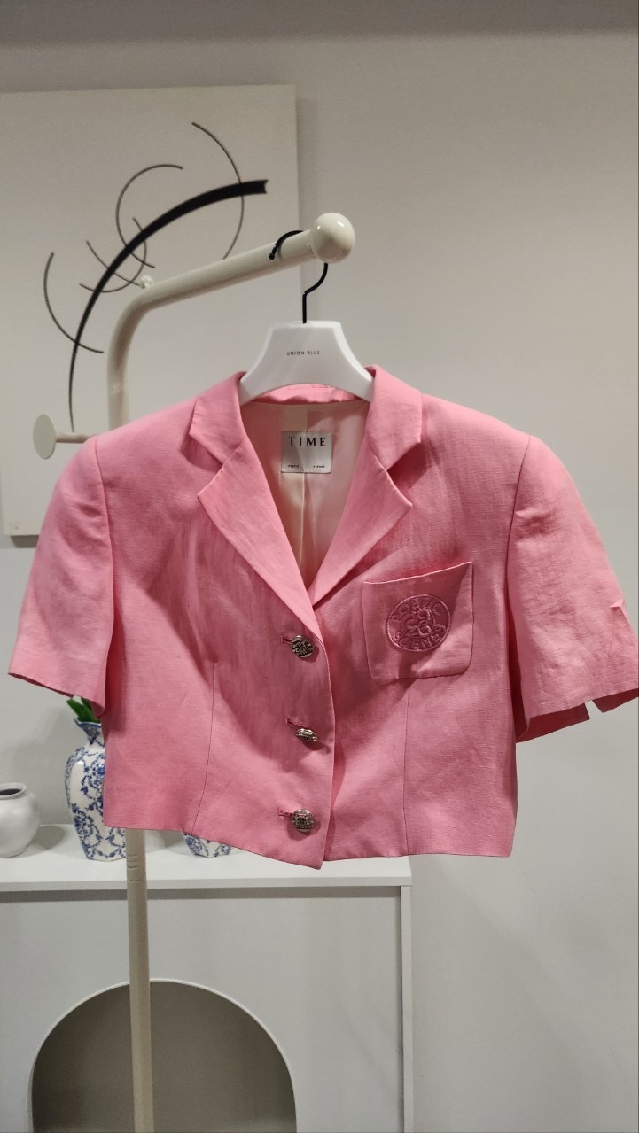 한섬 타임 여성 리넨 크롭 쟈켓