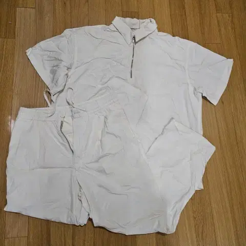 노드아카이브 하프집업셔츠+라운지팬츠 에크루 셋업 아이스쿨링 트레이닝 세트