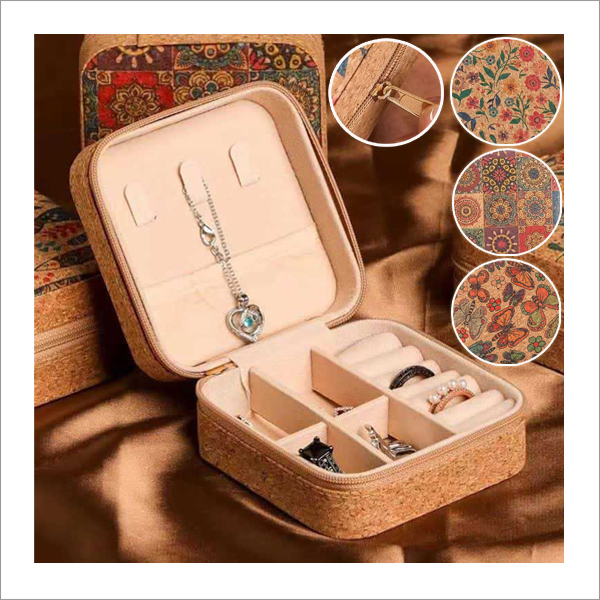 메라 코르크 질감 빈티지 프린팅 휴대편한 악세사리 보관함