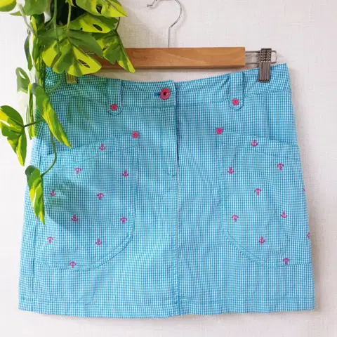 커터앤벅 여성골프 고방체크 여름스커트 27인치 66 블루