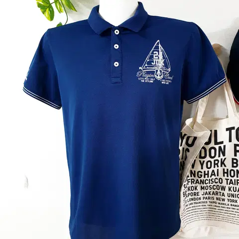 JDX 남성골프 돛단배프린팅 카라티 100 네이비