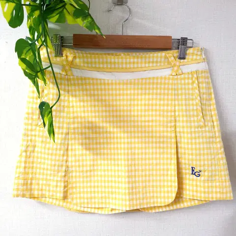 엘르 여성골프 치마바지 고방체크 28인치 66 옐로우