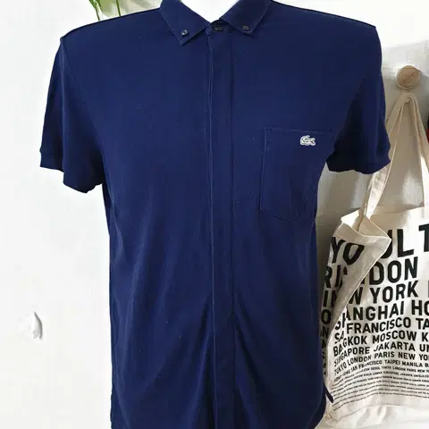 라코스테 남성피케티 95 포켓로고자수 네이비