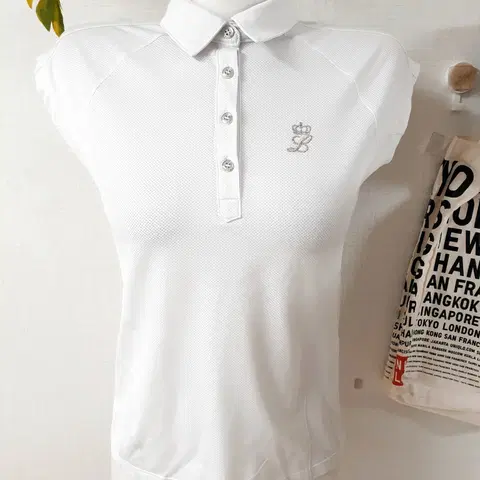 Lynx 여성골프 어깨감싸는 카라티 90 실버자수 아이보리