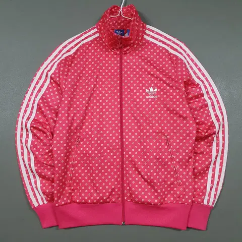 아디다스 유로파 파이어버드 대장급 희귀 핑크 땡땡이 크롭 립 져지 자켓