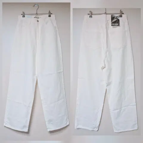 <새상품>(고퀄/내수)화이트진 하이웨스트 와이드 데님 면팬츠(M)