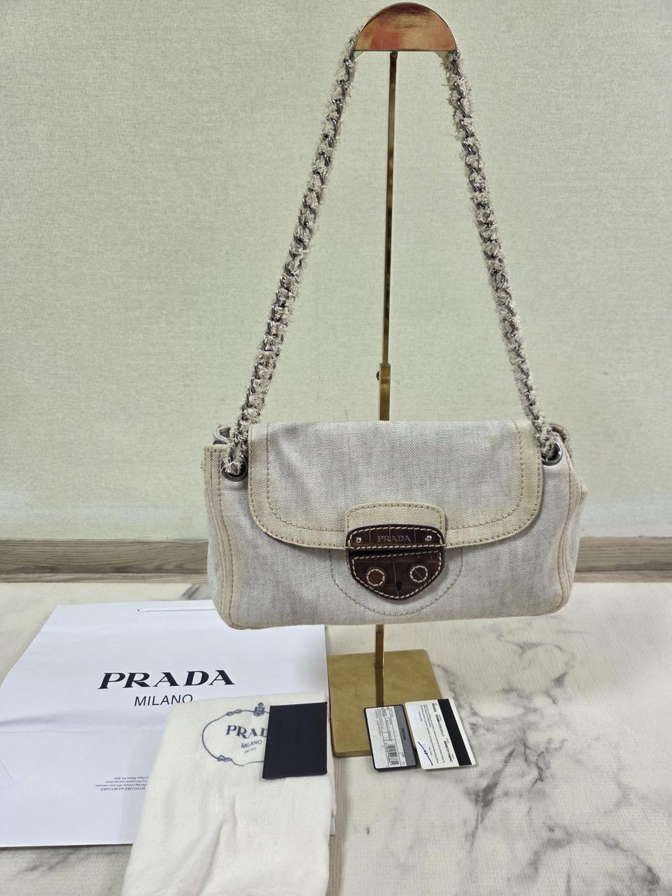 최종가~정품 프라다 데님 숄더백(게런티유)~착샥있음