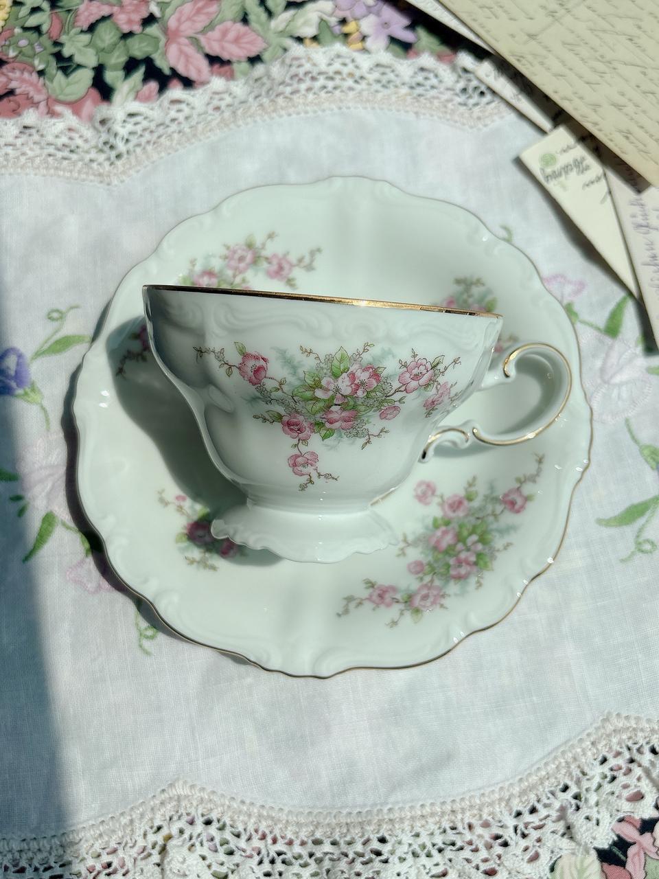 요한 하빌랜드 브라이덜로즈 찻잔 듀오