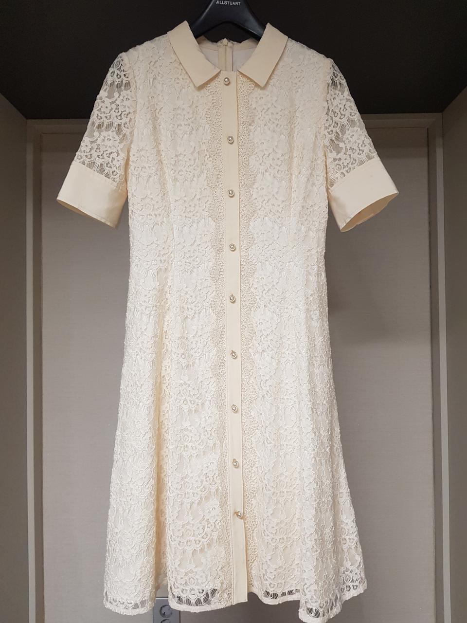 레니본 실크배색 크로쉐원피스(택포)