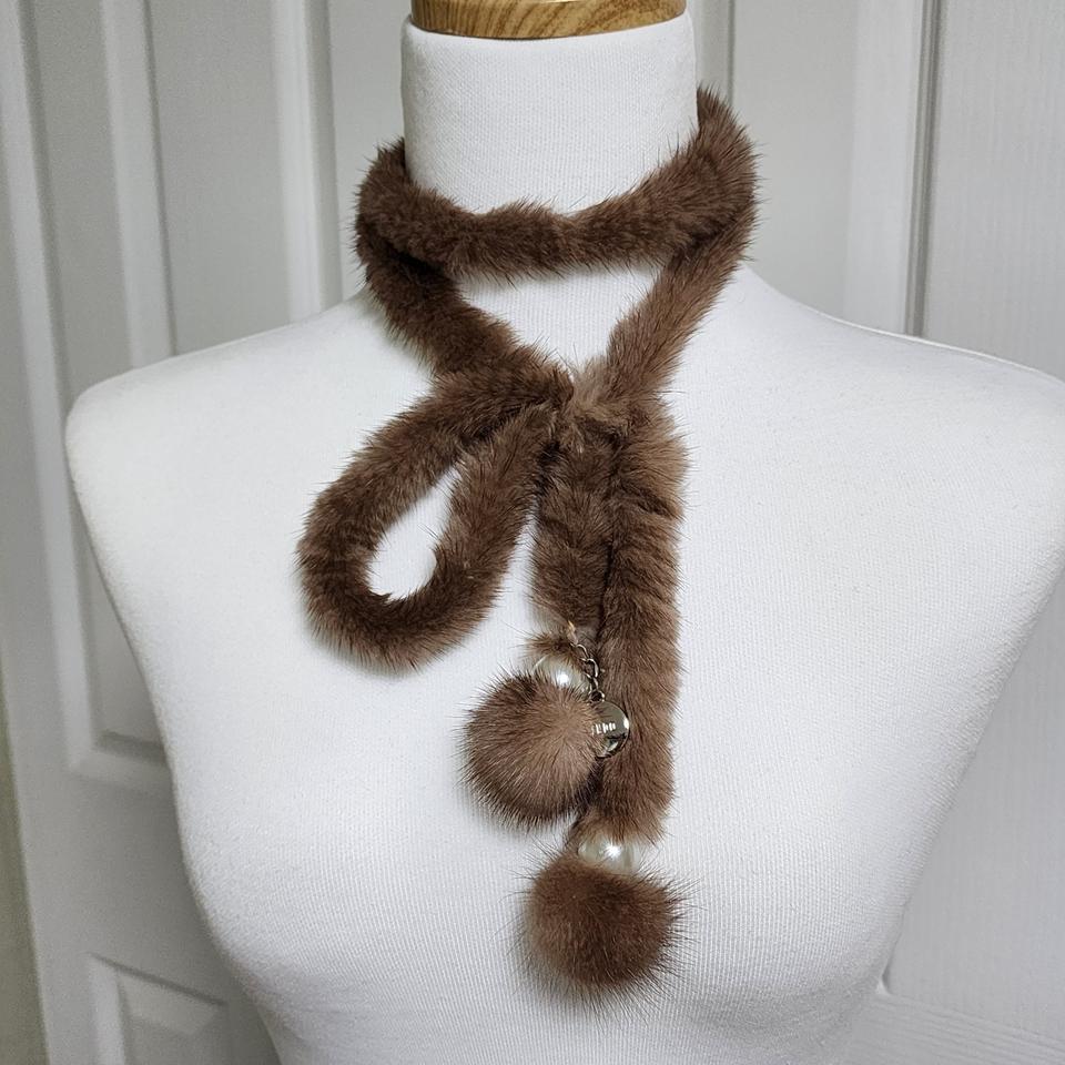 상태굿)  진도 밍크 쁘띠 밍크털 방울 머플러