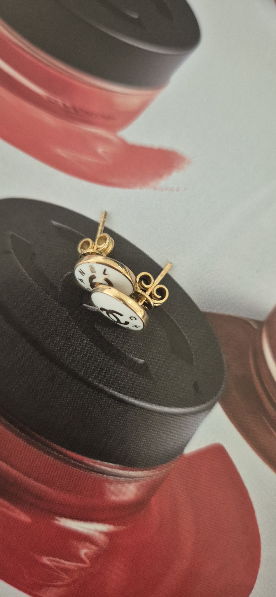 18k 트렌디 에폭시 단추 귀걸이( 고급형)