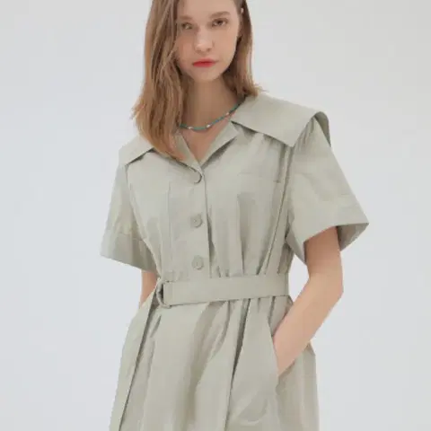 택새상품_28만원] 온앤온 단종 세일러카라 롱원피스 하객룩 오피스룩