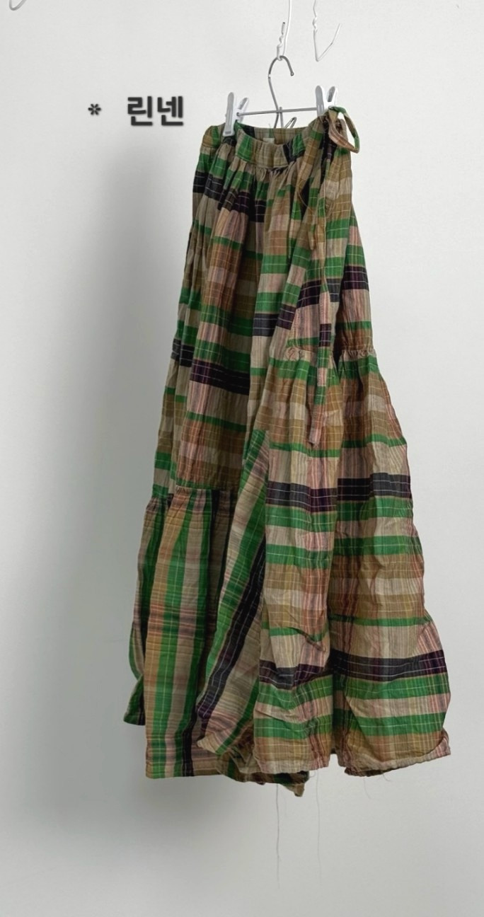 넬 체크 린넨 스컷