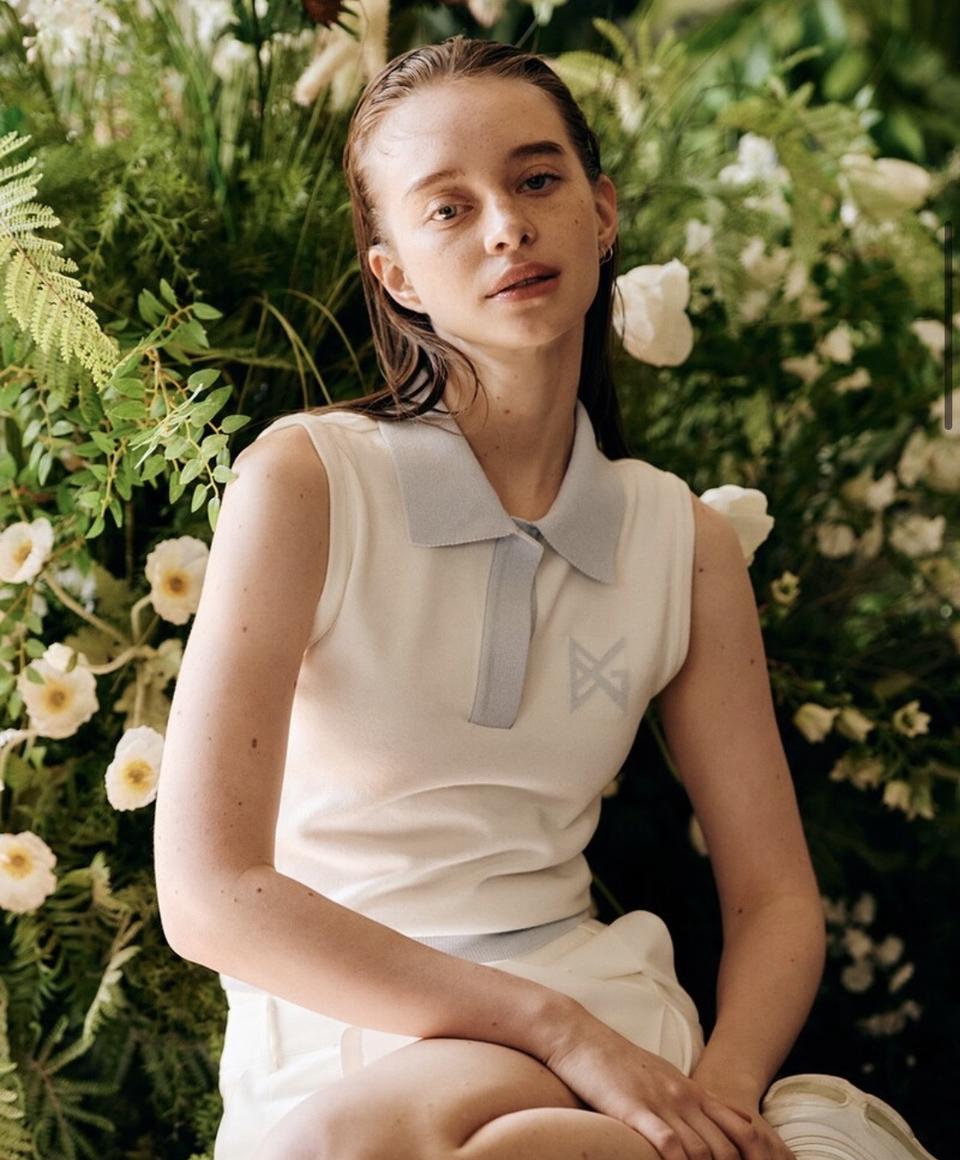 버뮤다그래스 배색 니트 베스트 화이트 새상품