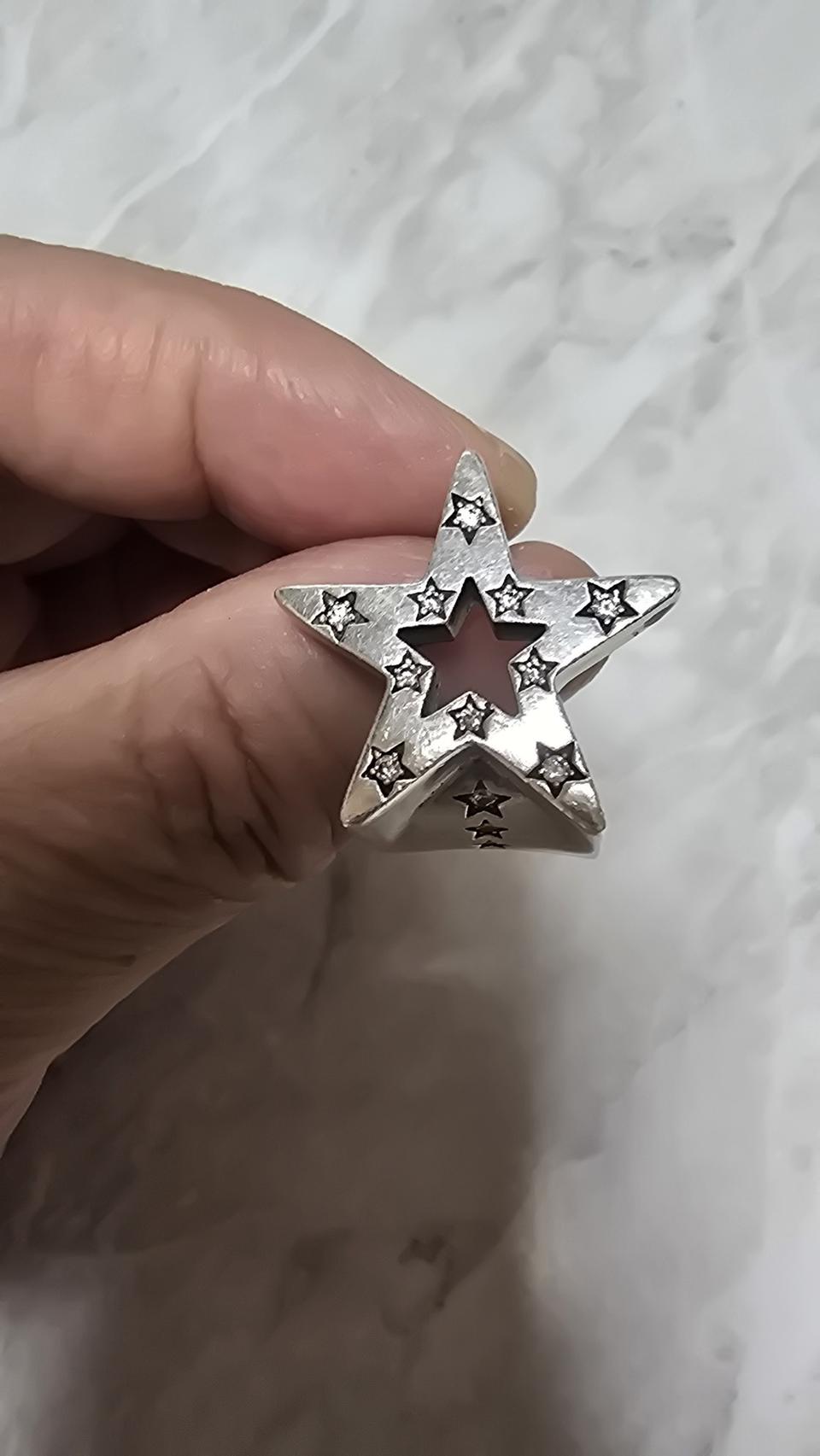 실버92.5  별모양 큐빅포함 은반지 호수 22호