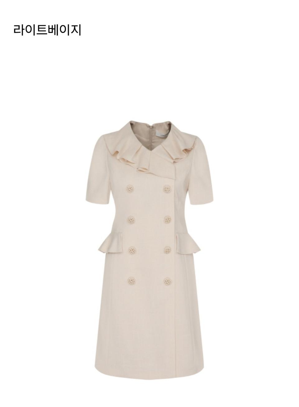 LINE 라인 러플 포인트 더블버튼 원피스(NWOPKD05)