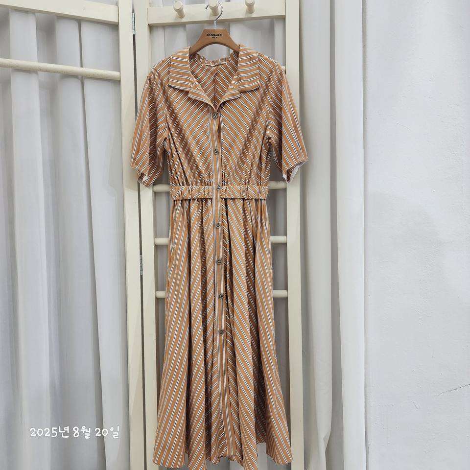 브랜드 스트라이프 롱원피스