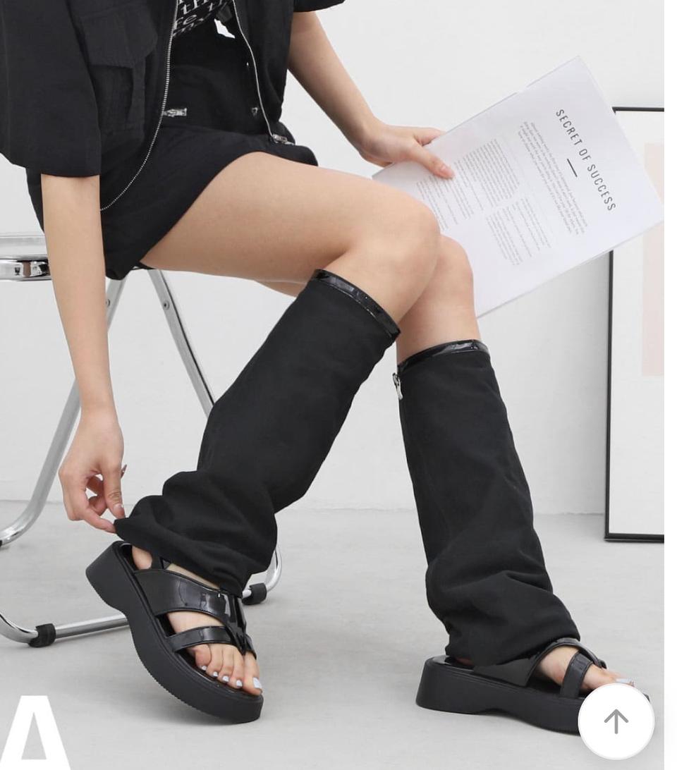 레그워머 롱 부츠 통굽 샌들