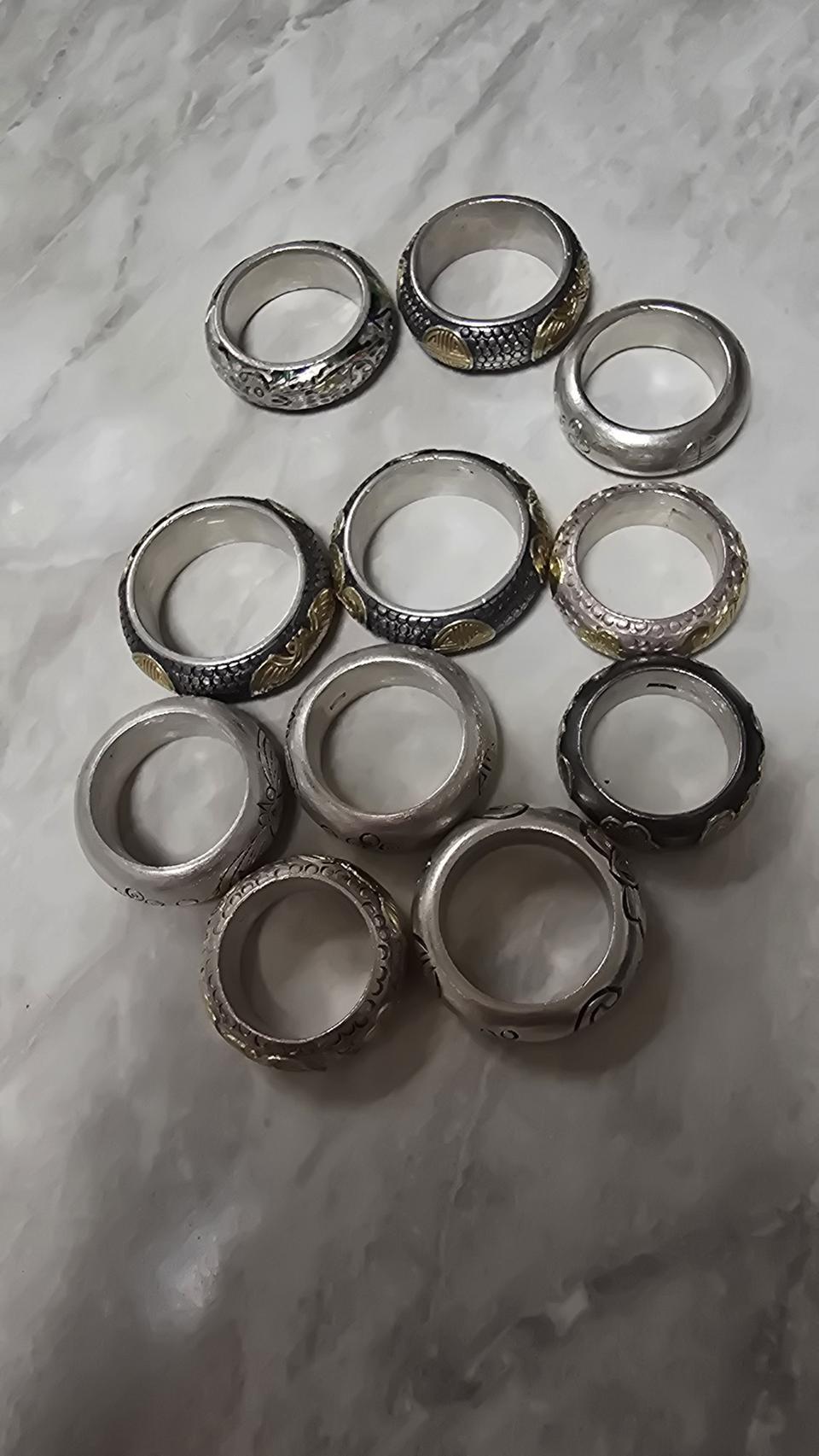 실버 92.5은반지 상감청자식. 은반지 11개