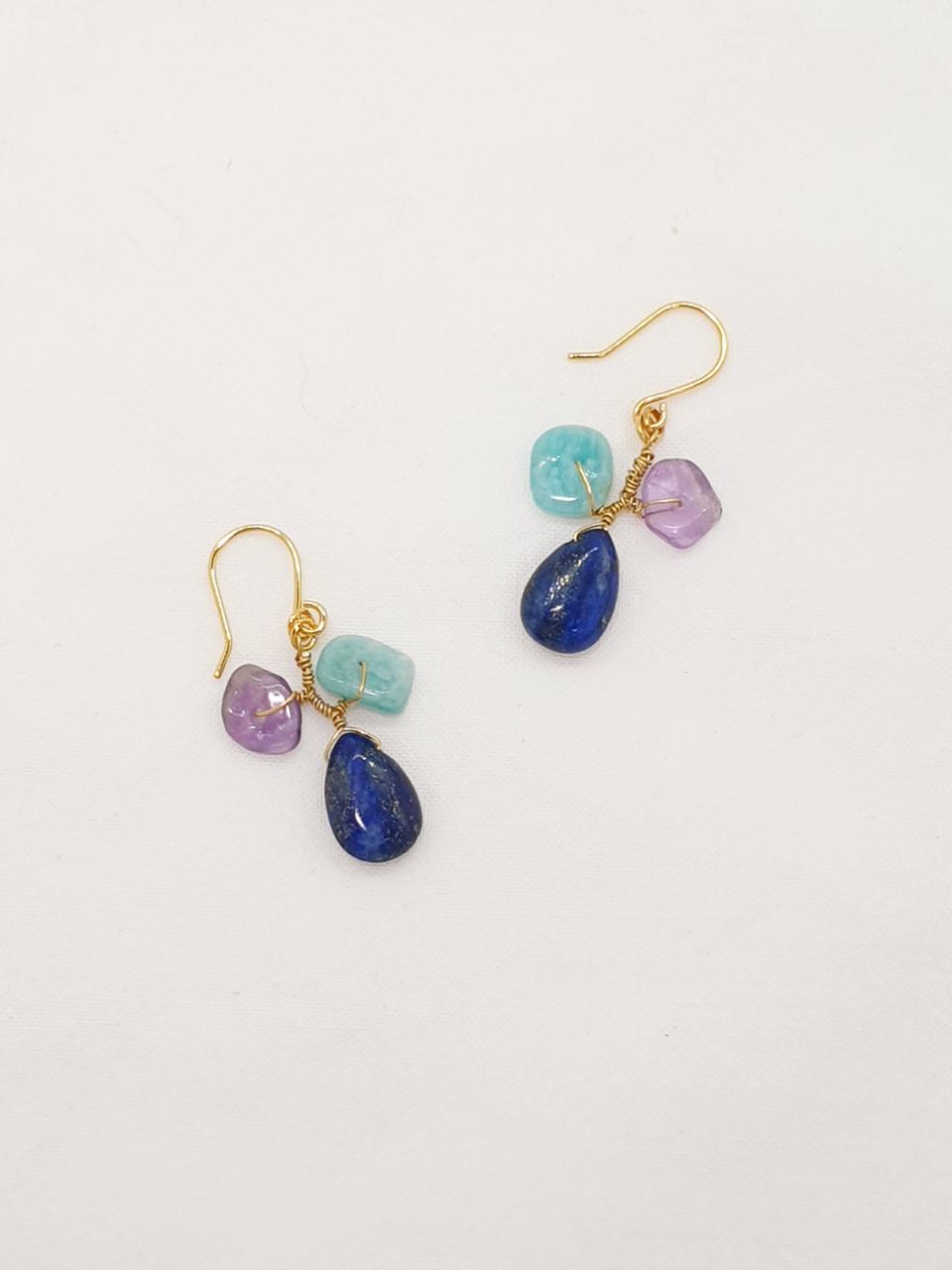 라피스 원석 드롭 귀걸이